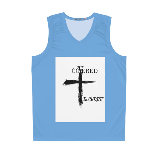 Christian Basketball Jersey - Covered in Christ, Sportswear, Activewear, Faith Gear, Gift for Athletes