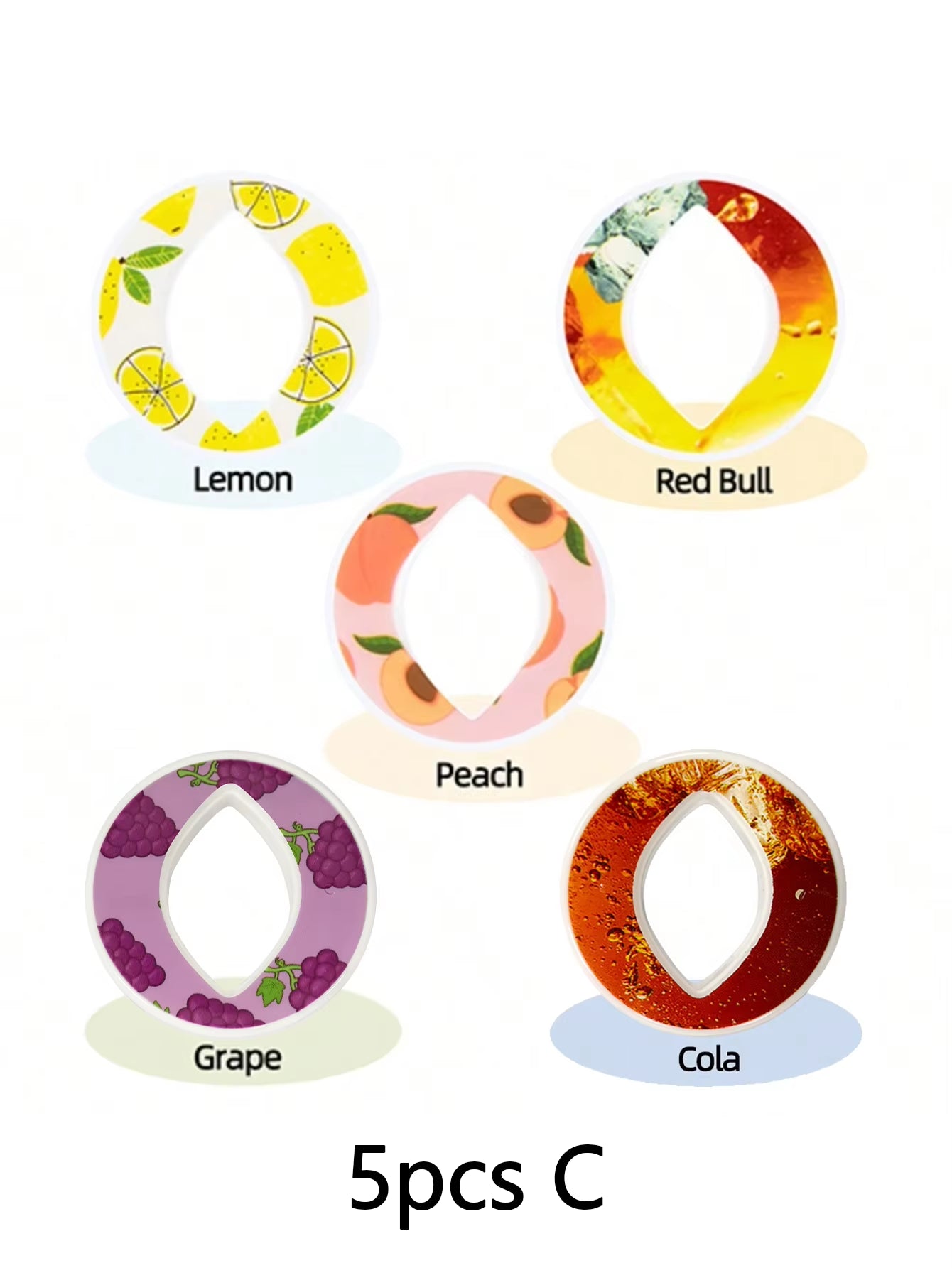 5/7Pcs Bear Fruit Drink Flavor Flavor Pod Creative 0 Sugar 0 Calorie Flavor Ring for Plastic Water Bottles Sports Cup Accessorie