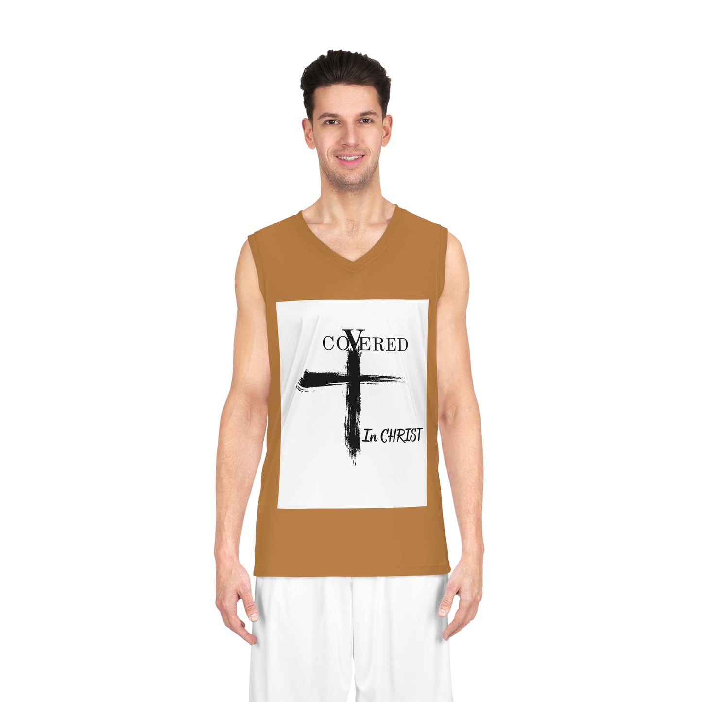 Faith-Inspired Basketball Jersey, Covered In Christ Sportswear, Christian Athletes Gift, Inspirational Workout Top, Unique Team Jersey