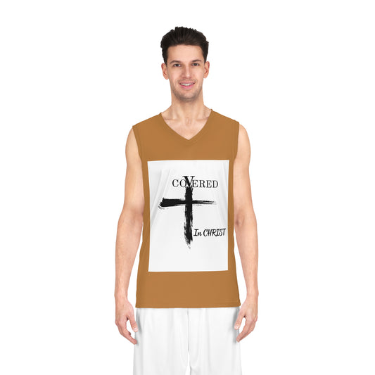 Faith-Inspired Basketball Jersey, Covered In Christ Sportswear, Christian Athletes Gift, Inspirational Workout Top, Unique Team Jersey