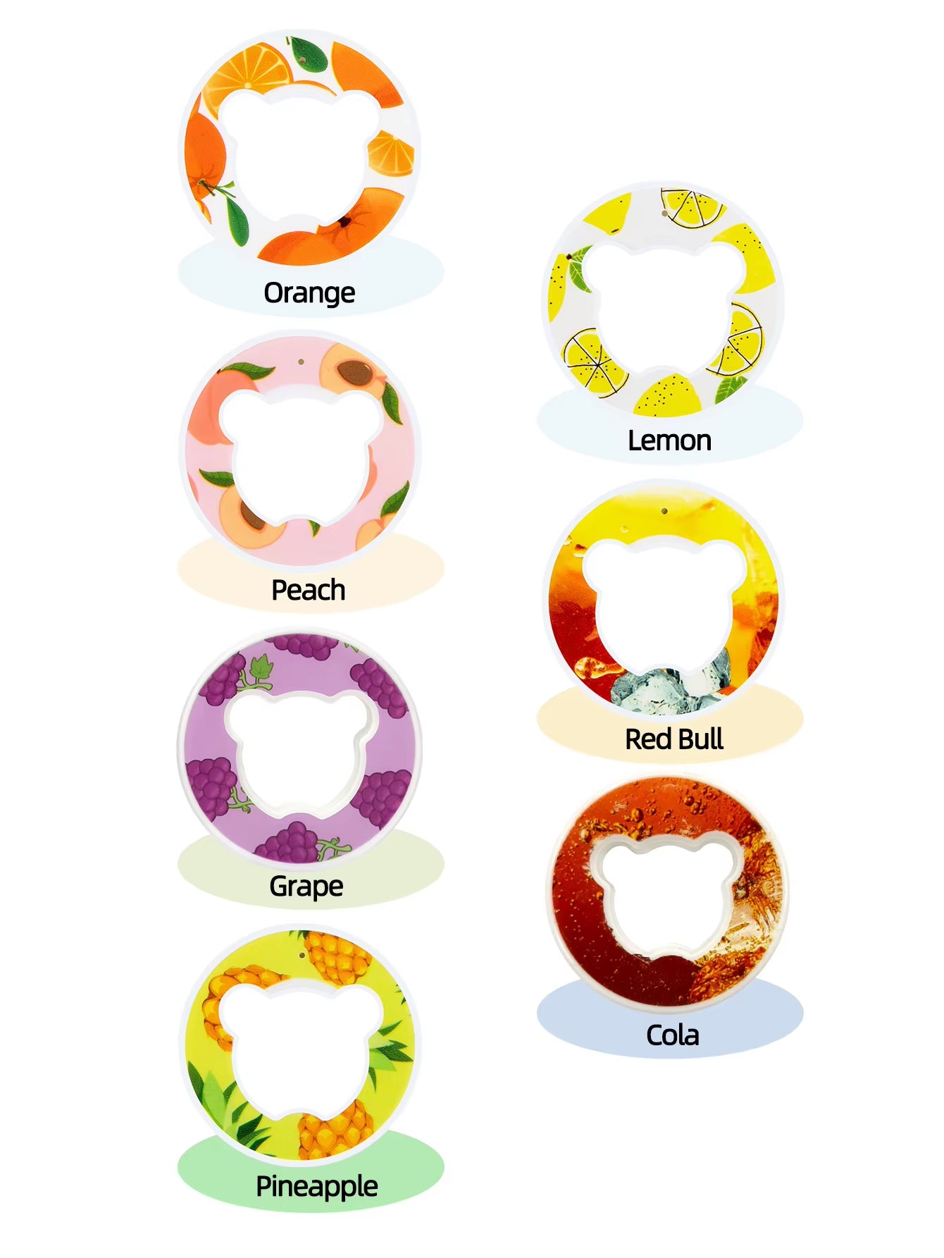 5/7Pcs Bear Fruit Drink Flavor Flavor Pod Creative 0 Sugar 0 Calorie Flavor Ring for Plastic Water Bottles Sports Cup Accessorie